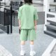 thumbnail image 4 of Odeerbi Niños Vestido Formal Traje Manga Corta Muesca Solapa Blazer Chaqueta + Traje Pantalones Cortos Trajes de Verano Conjunto, 4 of 8