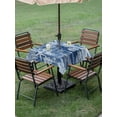 thumbnail image 4 of Outdoor Tablecloths with Umbrella Hole & Zipper, Navy Blue Coastal 60x60 Inch Square Tablecloths, Summer Beach Nautical Starfish Coral Vintage Waterproof Table Cloth, Patio/Pool/Picnic Table Covers, 4 of 8