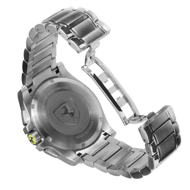 Ferrari Men s 0830035 Paddock Black Dial Steel Bracelet Chronograph Watch