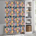 thumbnail image 6 of Easter Eggs Extra Long Shower Curtain Set, Waterproof Shower Curtains for Bathroom, Colorful Eggs Spring Flowers Leaves Farm Navy Blue Washable Fabric Bath Curtain for Bathtub with Hooks 72x96 Inches, 6 of 9