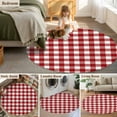 thumbnail image 6 of Farmhouse Buffalo Plaid 3ft Area Rug, Red White Checkered Washable Non-Slip Small Round Rugs for Entryway Bedroom Kitchen, Soft Circle Carpet for Dining Room, Playroom Nursery Rug, 6 of 9