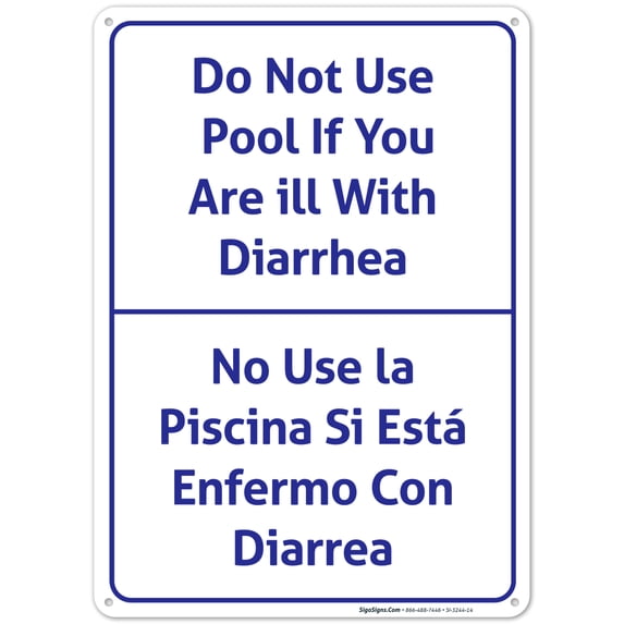 Do Not Use Pool If You Are Ill With Diarrhea Bilingual Sign,