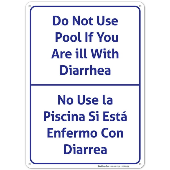 Do Not Use Pool If You Are Ill With Diarrhea Bilingual Sign,