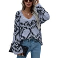 thumbnail image 3 of Women Fleece Sweater, V Neck Baggy Acrylic Polyester Fleece Pullover Soft For Fall Winter Spring ANGGREK Otros, 3 of 6