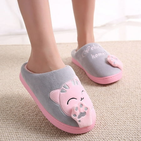 

KKCXFJX slippers for women Women Winter Home Slippers Cartoon Cat Non-slip Warm Indoors Bedroom Floor Shoes Gift