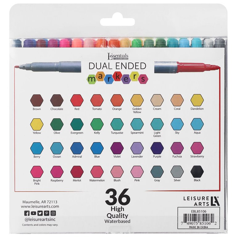 Essentials By Leisure Arts Arts Double Ended Marker Set 36pc