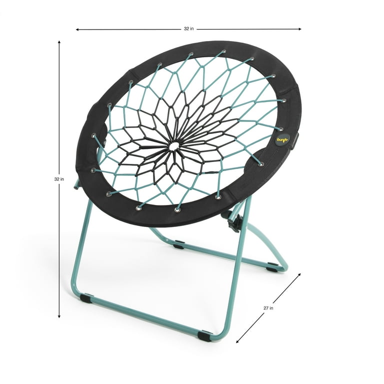 32 Bunjo Woven Bungee with Metal Base Folding Chair Black to Teal Walmart