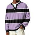 thumbnail image 2 of Nokdvo Long Sleeve Waffle Shirt Men Fashion 2025 Striped Quarter Button Up Henley Casual Pullover Tops Fall Winter Quilted Knit Solid Color Loose Workout Shirts,Black 2XL, 2 of 6