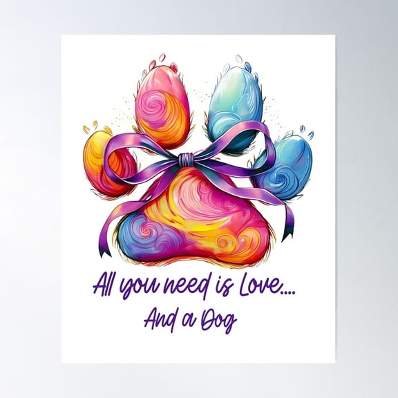 Coquette Bow Love Dog, Floral Dog Mom Poster, 8x12 UNFRAMED