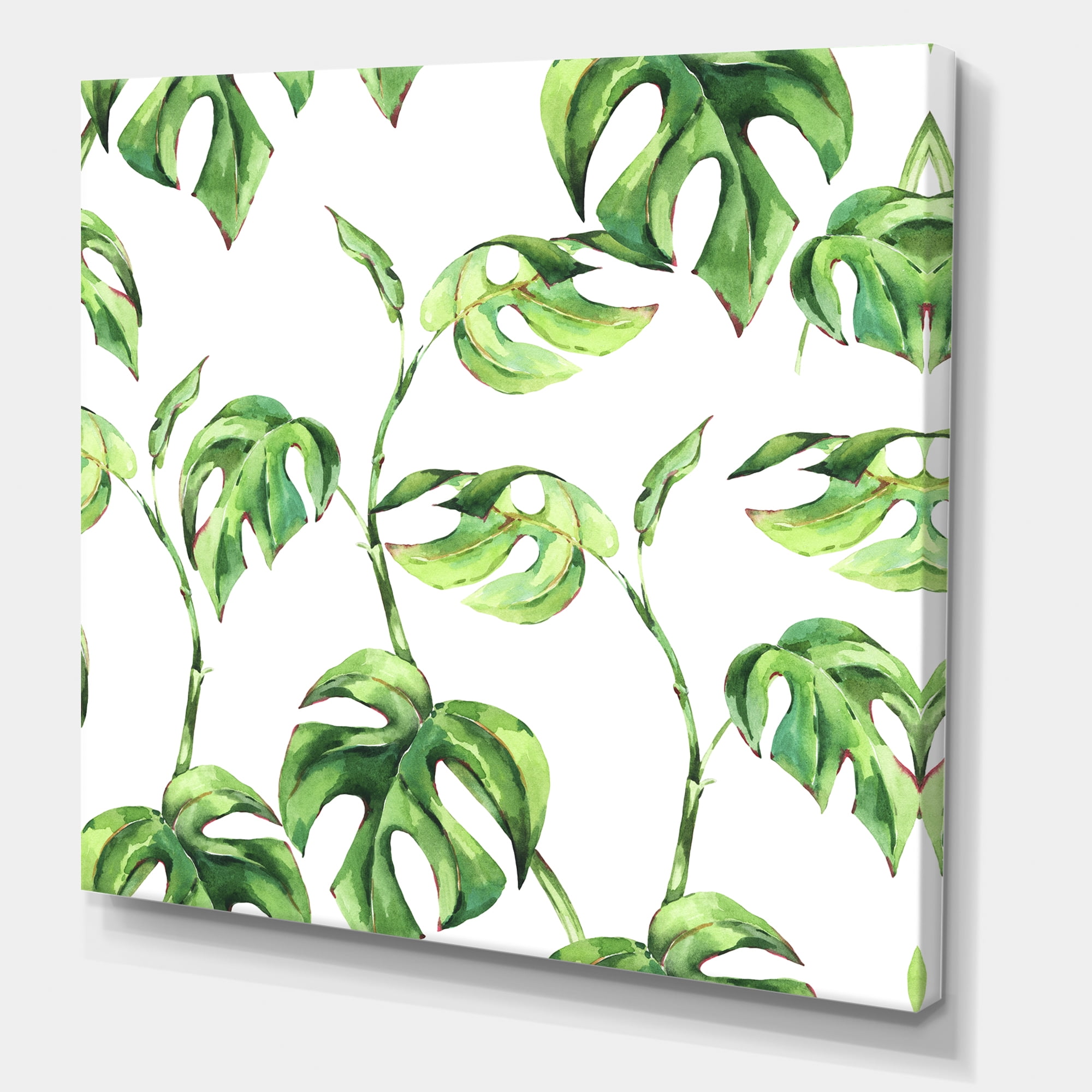 Designart ' Ancient Floral Tropical Leaves II ' Tropical Canvas Wall Art Print