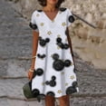 thumbnail image 2 of Vestido holgado con escote en V hasta la rodilla estilo vintage de Disney, Minnie y Mickey Mouse, elegante vestido de verano 2024 con estampado floral para mujer, 2 of 4