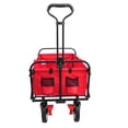 thumbnail image 5 of Gzxs Heavy Duty Steel Frame Collapsible Folding Wagon Cart, 220 Pound Capacity, Outdoor Camping Garden Utility Cart w/ Front Mesh Bottle Holders and Rear Storage Box, Red, 5 of 9