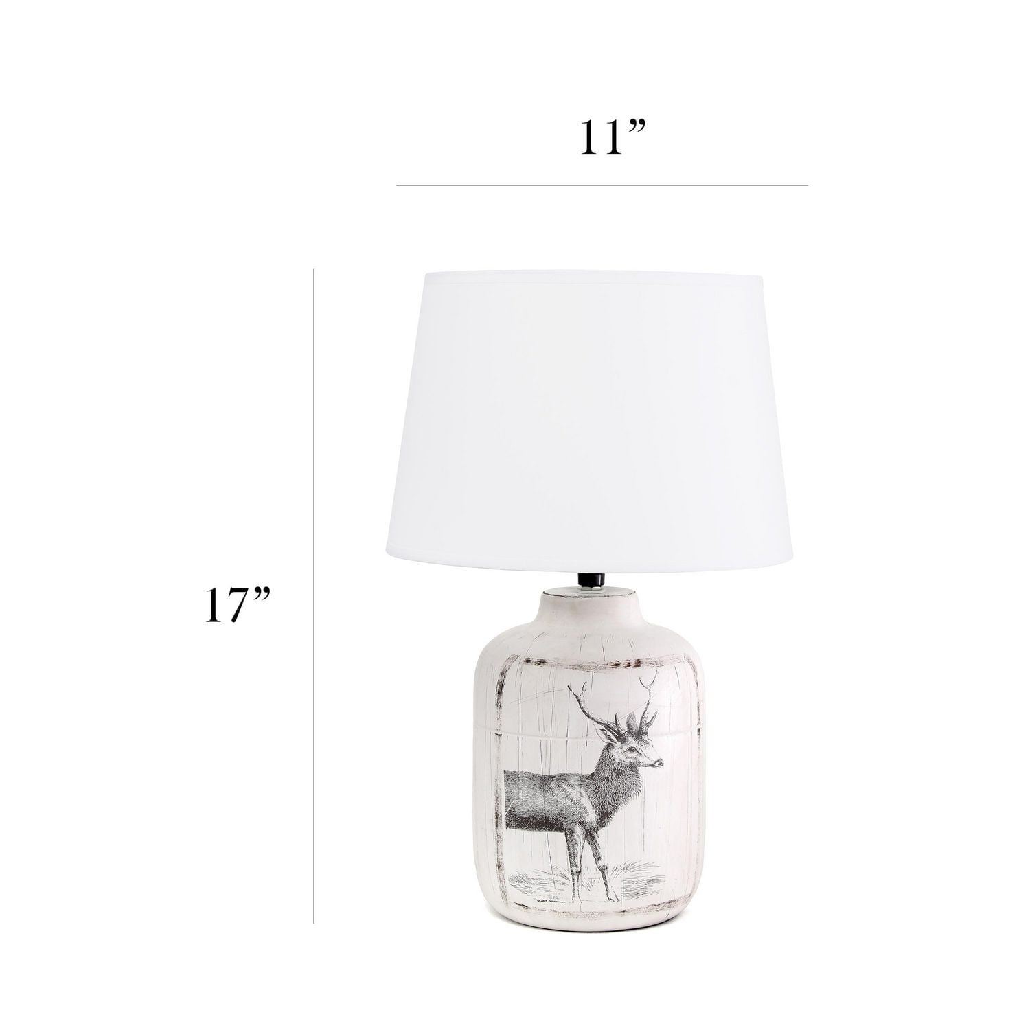 Simple Designs Rustic Deer Buck Nature Imprimé Ferme en céramique Accent Lampe de table avec abat-jour en tissu