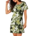 thumbnail image 2 of Kdxio Hawaii Palms Pattern Womens Short Sleeve Sleepshirt Scoopneck Cute Nightdress Ruffle Comfy Nightgown, 2 of 6