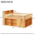 thumbnail image 2 of Harper & Bright Designs Queen Low Loft Bed with Storage & LED Headboard, Wood Loft Bed with Storage Bookcase, Shelves and Guardrails, Natural, 2 of 8