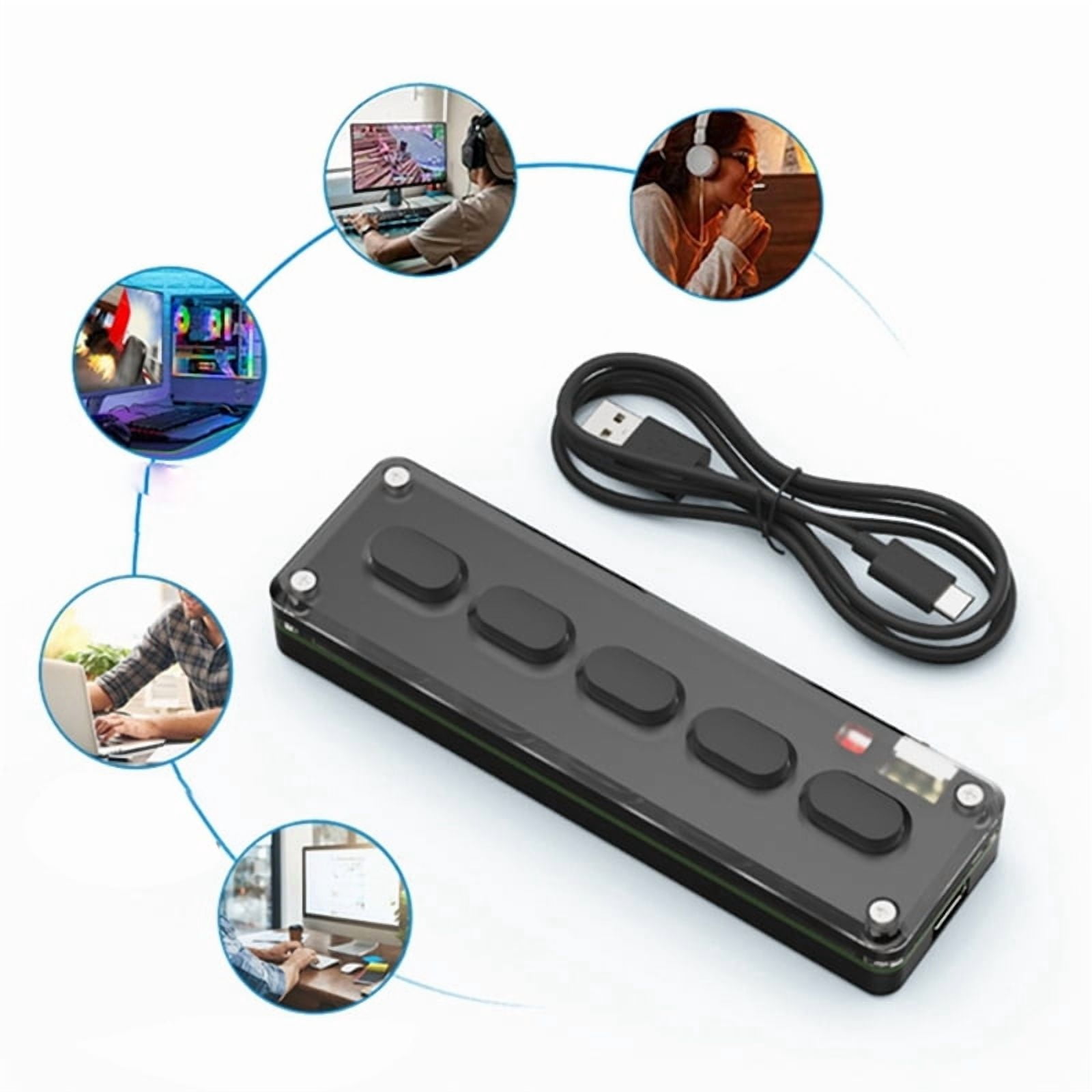 5 Keys Custom Keypad Macro Programmable Bluetooth-Compatible Keyboard Copy Paste RGB Button Gaming Mechanical Keyboard