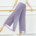thumbnail image 4 of Hfyihgf High Waisted Chiffon Pants for Women Dressy Casual Wide Leg Flowy Long Pants Casual Split Hem Palazzo Lounge Trousers with Pockets(Purple,M), 4 of 5