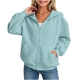 thumbnail image 6 of ZOYOEN Girls Hoodie with Pocekts- Long Sleeve Loose Fit Casual Lightweight Zip Up Kids Fall Jacket Light Blue Size 12, 6 of 6