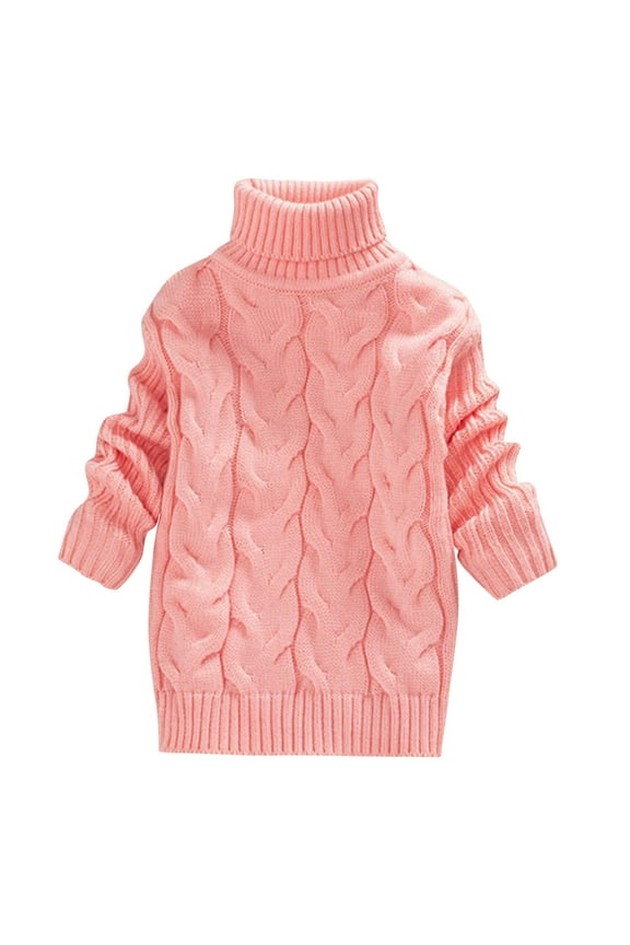 Girls Turtleneck Sweaters, Casual Pullover Soft Thermal Winter Tops Pink Size 8 T
