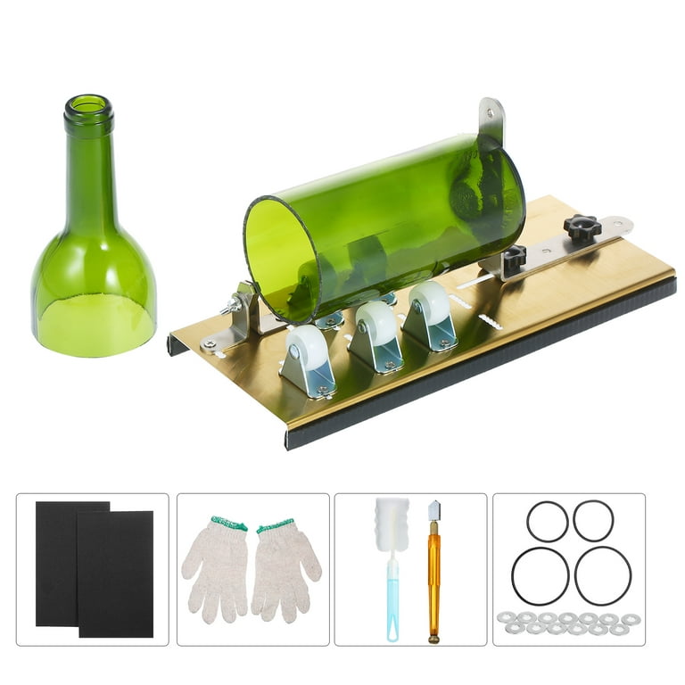 Glass Bottle Cutter Kit Bottle Cutter DIY Machine for Cutting Round Oval  Bottles and Mason Jars with Gloves Sanding Paper Fixing Rubber Ring and