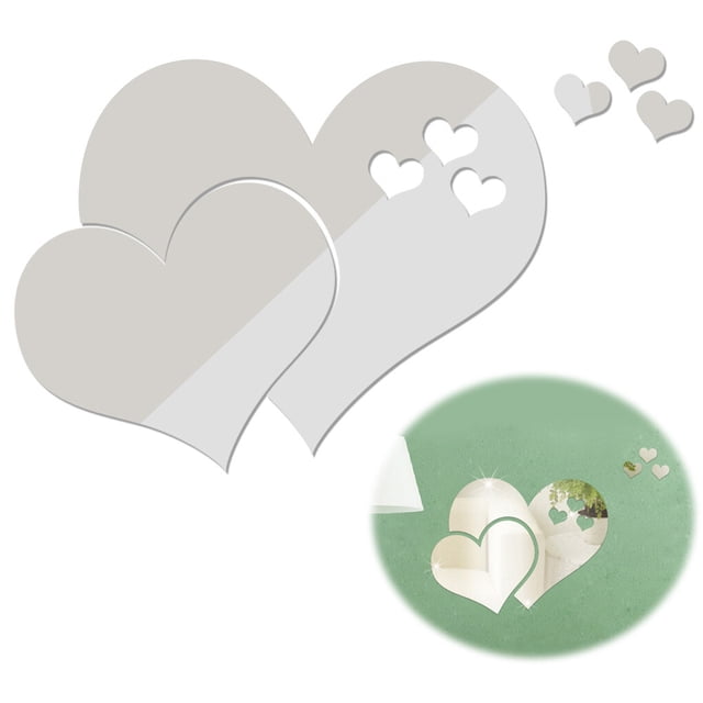 Removable 3D Love Hearts Mirror Mirror Sticker Removable Mirror Stickers Detachable DIY Decal for Home Decoration