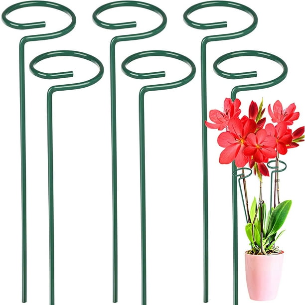 6 Pack Plant Stakes for Flowers, Metal Single Stem Plant Support