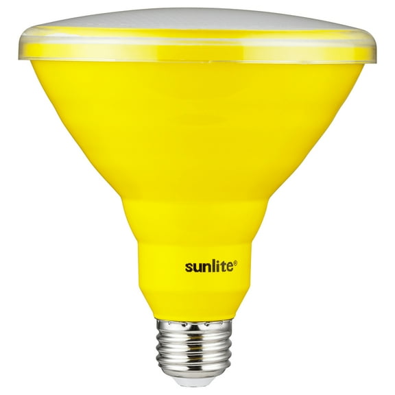 Sunlite 81476 LED PAR38 Colored Recessed Bug Light Bulb, 15 watt (75w Equivalent), Medium (E26) Base, Floodlight, ETL Listed, Yellow, 1 pack