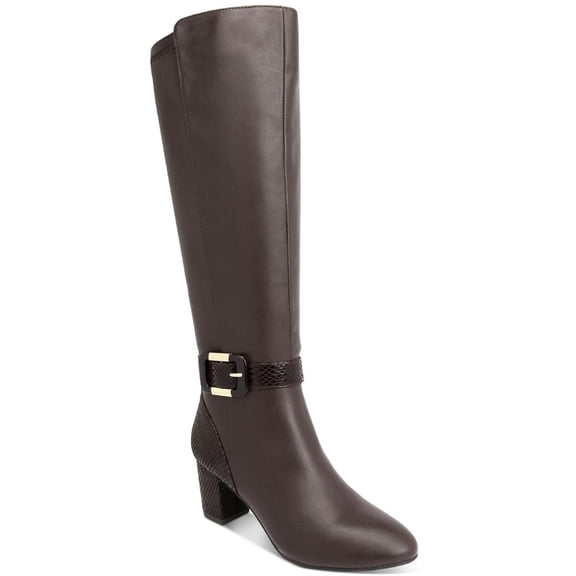 KAREN SCOTT Womens Brown Wide Calf Isabell Almond Toe Block Heel Zip-Up Heeled Boots 9 M WC
