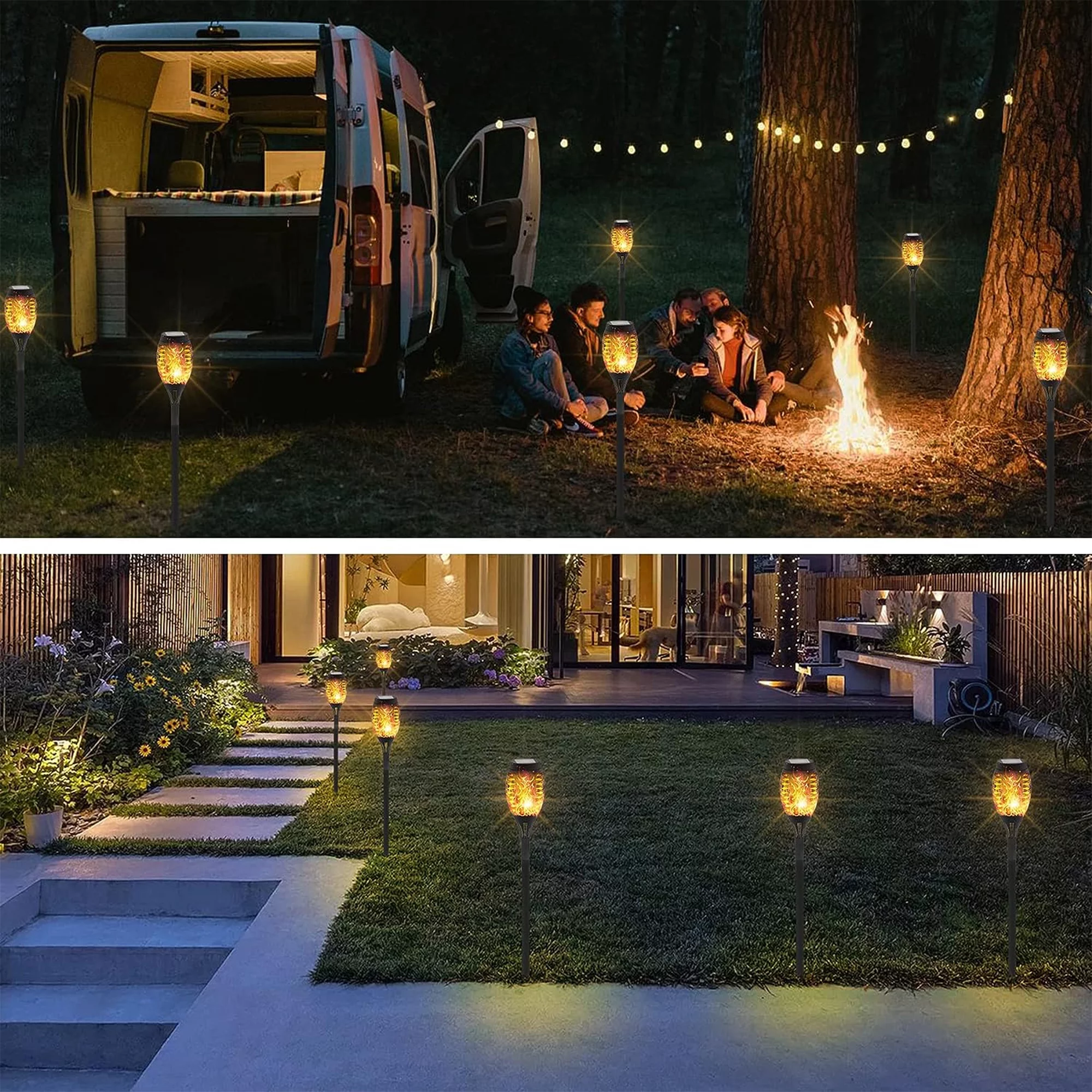 12 Pack Solar Torch Lights Outdoor, IP65 Waterproof Dancing Flickering Solar Torches Lights Landscape Decoration Light for Pathway Lawn Patio GardenYard Wedding Party-Auto On/Off