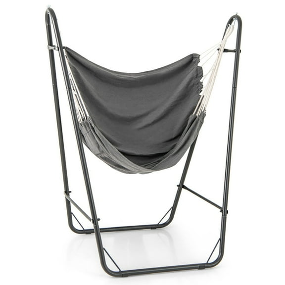 Yardi Yarda Hammock Chair with Heavy Duty Metal Frame and Side Pocket, Gray
