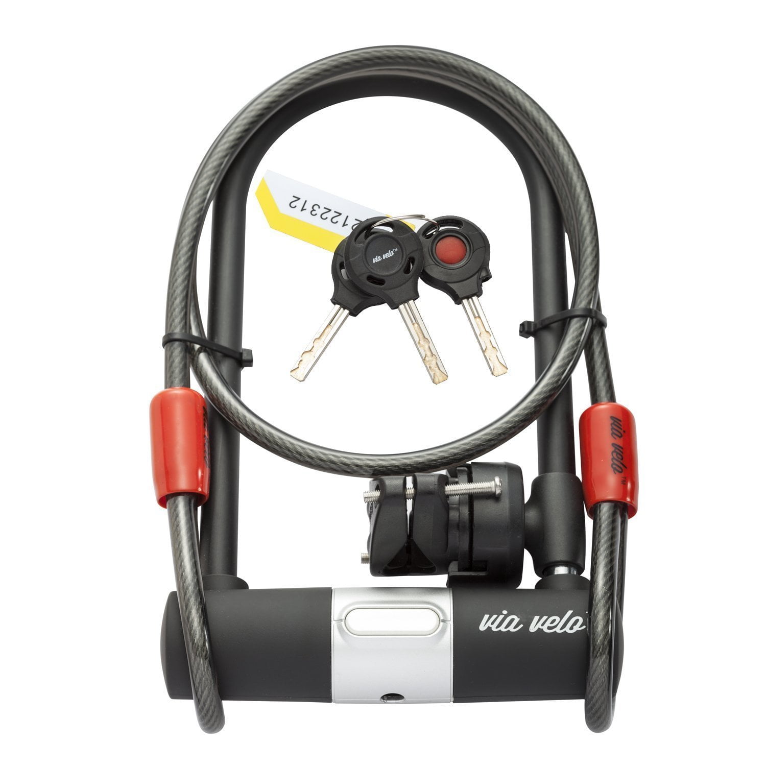 Bike U Lock With Strong Cable VIA VELO Heavy Duty Bicycle U Lock