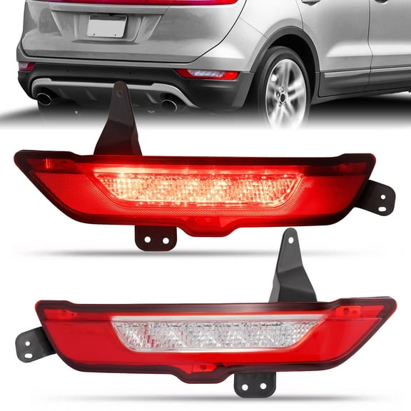 Kojem Rear LED Bumper Lights for 2015-2019 Lincoln MKC Marker Lamp Pair Red & Clear Lens