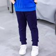 thumbnail image 3 of CPNG Baby Toddler Kid Boys Girls Casual Wide Leg Solid Color Sweatpants Elastic High Waist Loose Pants Drawstring Casual Pants(Navy,5-6 Years), 3 of 4