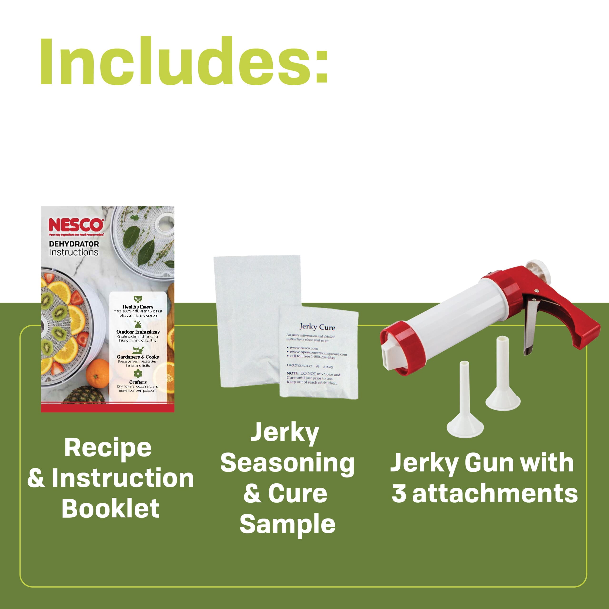 NESCO, Food Dehydrator, FD-61WHCK, 6 Tray 500W with Jerky Gun