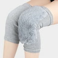 thumbnail image 3 of 1 Pair of Thickened Fleece Knee Sleeves Winter Warmth Non-Slip High Elasticity Imitation Rabbit Fur Knee Pads -L,Grey, 3 of 8