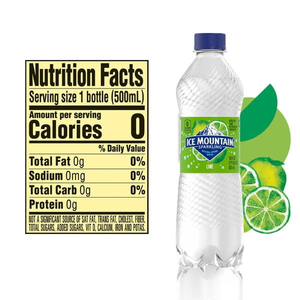 ICE MOUNTAIN Sparkling Water, Zesty Lime, 16.9 oz. Bottles (8 Count)