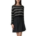 thumbnail image 4 of Arlun Women's Round Neck Crochet Pullover Sweaters Color Block Gothic Punk Ripped Knitted Tops Trendy Long Sleeve Striped Cropper Sweater 2025 Fall Winter Clothes Grey One Size, 4 of 4