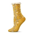 thumbnail image 2 of MeMoi Women's Liberty Floral Lace Cuff Crew Socks - Womens - Female, 9-11, Mustard, 2 of 6