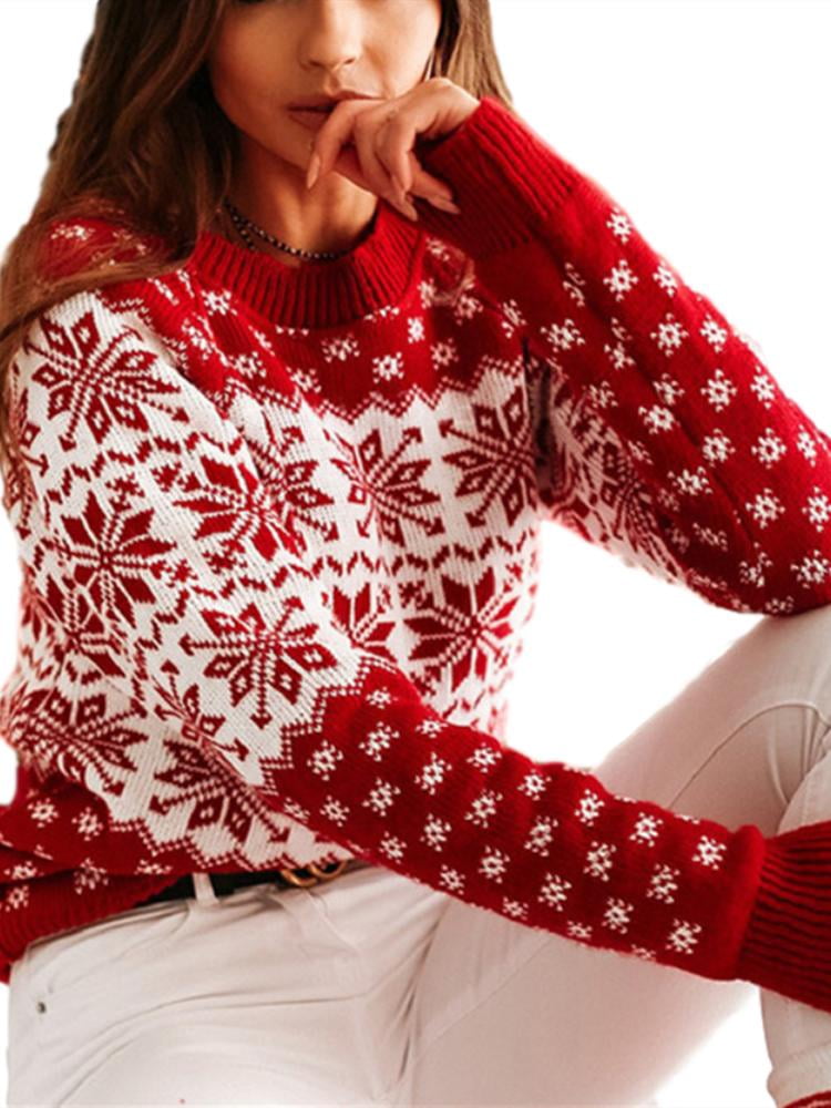 Christmas Sweater Top Casual Xms Casual Jumper White/ Red Stripe Knitted Jumpers