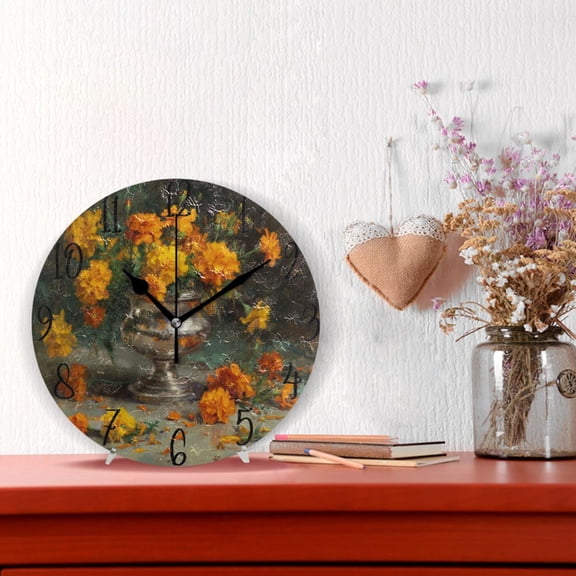 10" Quartz Indoor Wall Clock Silent Mechanism / Marigolds