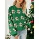 thumbnail image 5 of Suéteres de punto de jacquard con diseño de ciervo y alce navideño para mujer, suéter de punto de manga larga bonito a la moda, ropa de fiesta navideña, 5 of 5