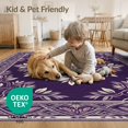 thumbnail image 4 of ODIKA 8'x10' Washable Area Rug Purple Symmetrical Botanical Motif Bordered Traditional Cover for Living Room, Under Sectional, Family , Durable, Non-Slip, 4 of 7