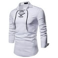 thumbnail image 2 of IROINNID Savings Long Sleeve Pullover Shirts for Men Casual Lace Solid Turndown Shirts Tops Blouse,White, 2 of 4