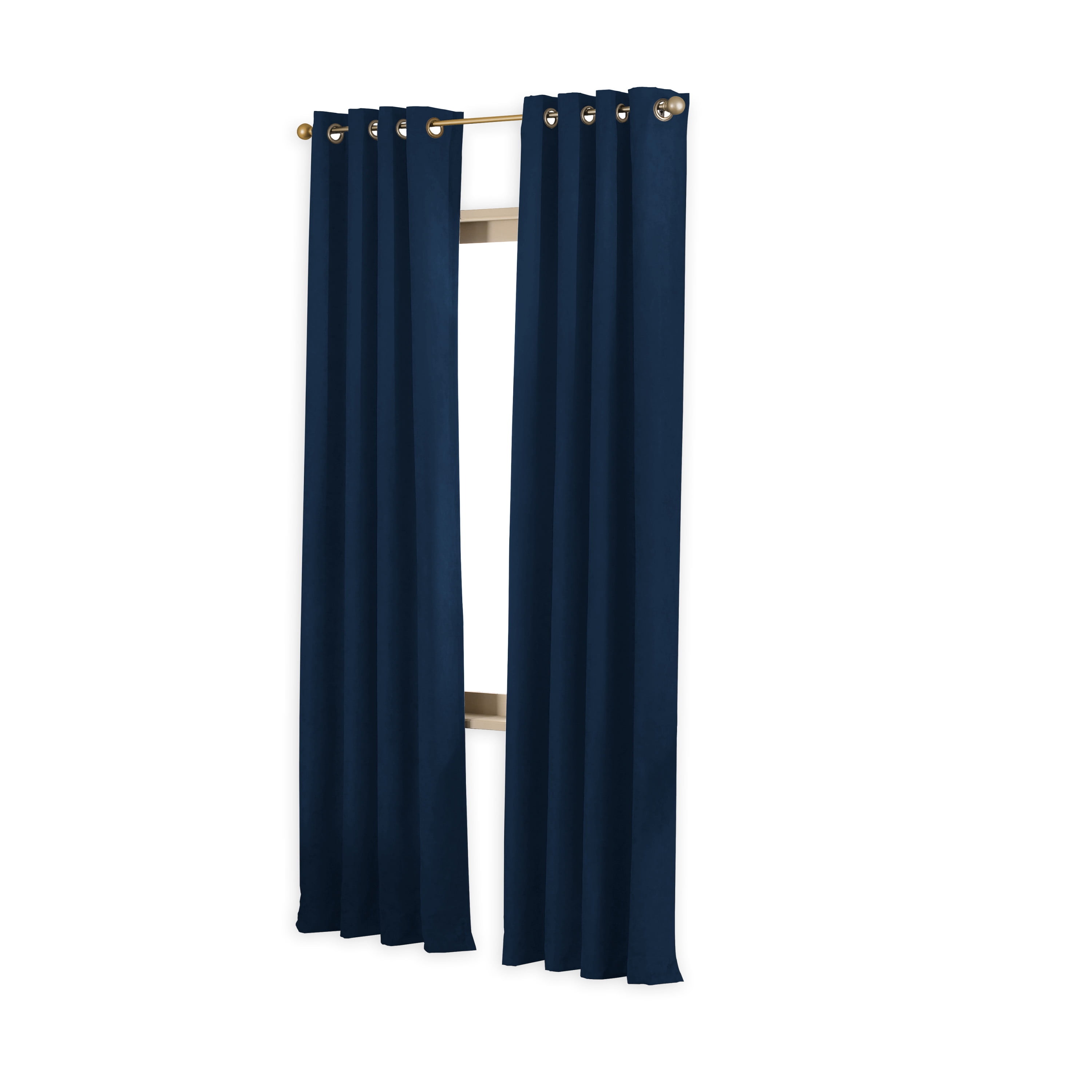 Curtainworks Cameron Indoor Polyester Room Darkening Faux Suede Grommet Curtain, Single Panel, Navy, 50" x 95", Adult