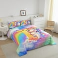 thumbnail image 3 of Erosebridal Initial Letter I Bedding Twin Comforter Set, Rainbow Unicorn Down Comforter, Monogrammed Reversible Comforter Sets Twin Size, Super Cozy Room Decoration, 2pcs, 3 of 8