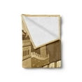 thumbnail image 2 of East Soft Flannel Fleece Throw Blanket, Wall of China Castle at Sunset Silk Road Barrier Old Cultural Heritage Print, Cozy Plush for Indoor and Outdoor Use, 50" x 60", Cream, by Ambesonne, 2 of 5
