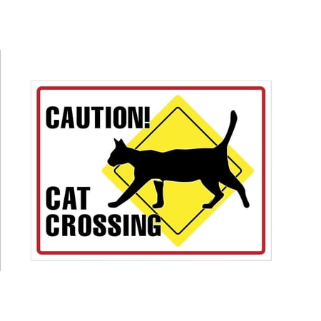 Caution Cat Crossing Yard Sign - 18X24" with Stake - Fast Free Shipping!