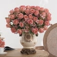thumbnail image 3 of Peones Flores Artificiales Ramo de Peones de Rosa de Seda 30cm para Decoraciones de Fiesta de Boda en el Hogar, 3 of 8