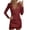 Wine, variant on Fesfesfes Women Gowns Deep V-Neck Self Cultivation Long Sleeve Bag Hip Slim Elegant Ladies Party Dress or