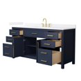 thumbnail image 2 of Beckett 66" Dark Blue Single Vanity & White Quartz Top (3-Hole) & Gold Trim, 2 of 5